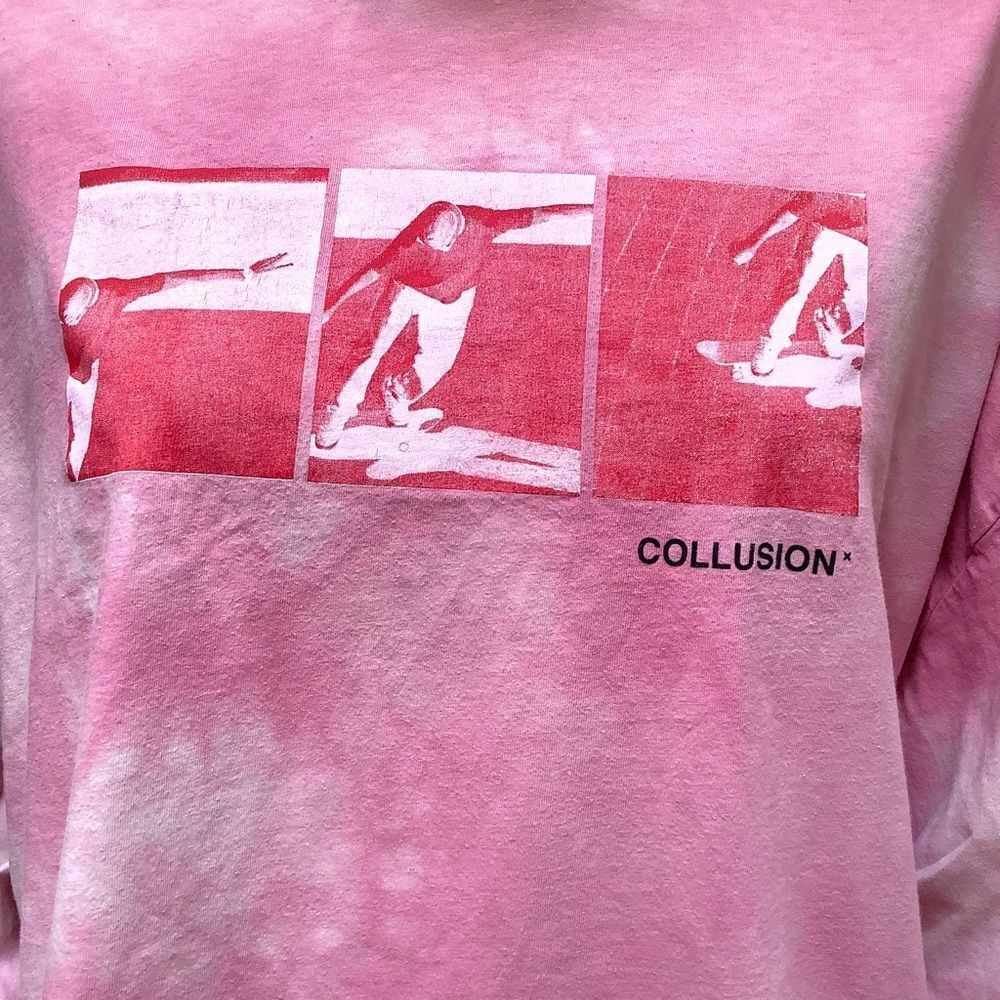 COLLUSION oversized long sleeve t-shirt with skate print in pink tie dye Medium - Picture 2 of 8